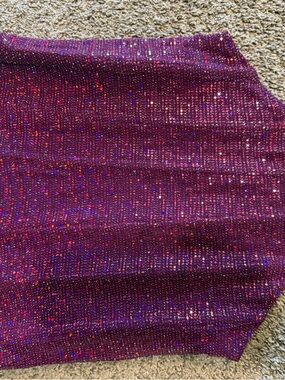 Sparkling Deep Magenta Sequin Knit Skirt